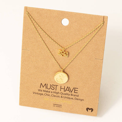 Dog Mom Coin Pendant Layered Necklace