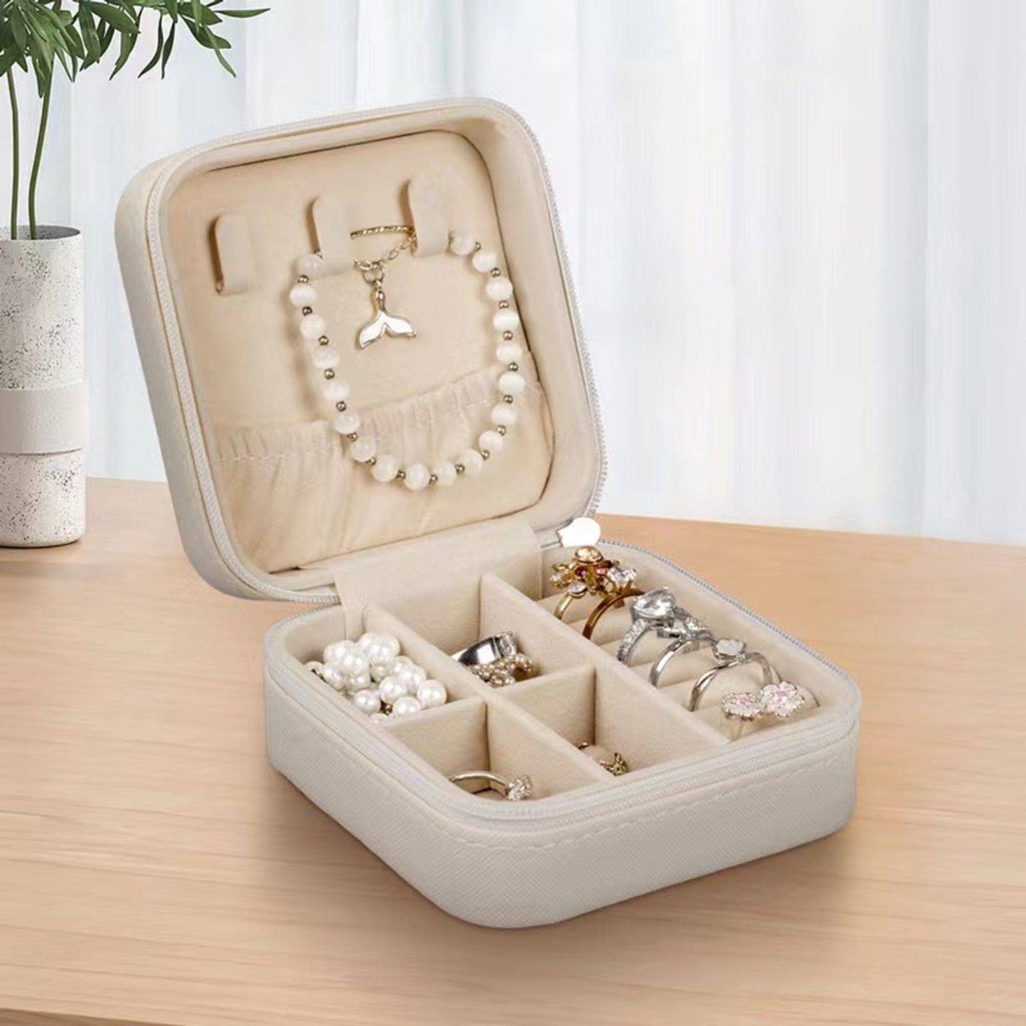 Zip Around Square Jewelry Organizer Box