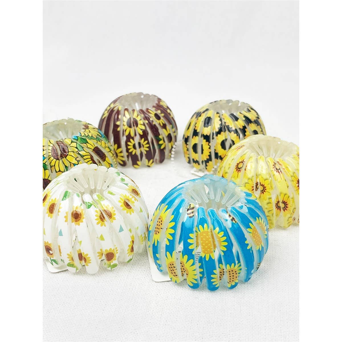 Sunflower Print Bird Nest Magic Hair Bun Clip