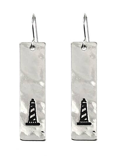 Long Rectangle Sea Life Lighthouse Earrings