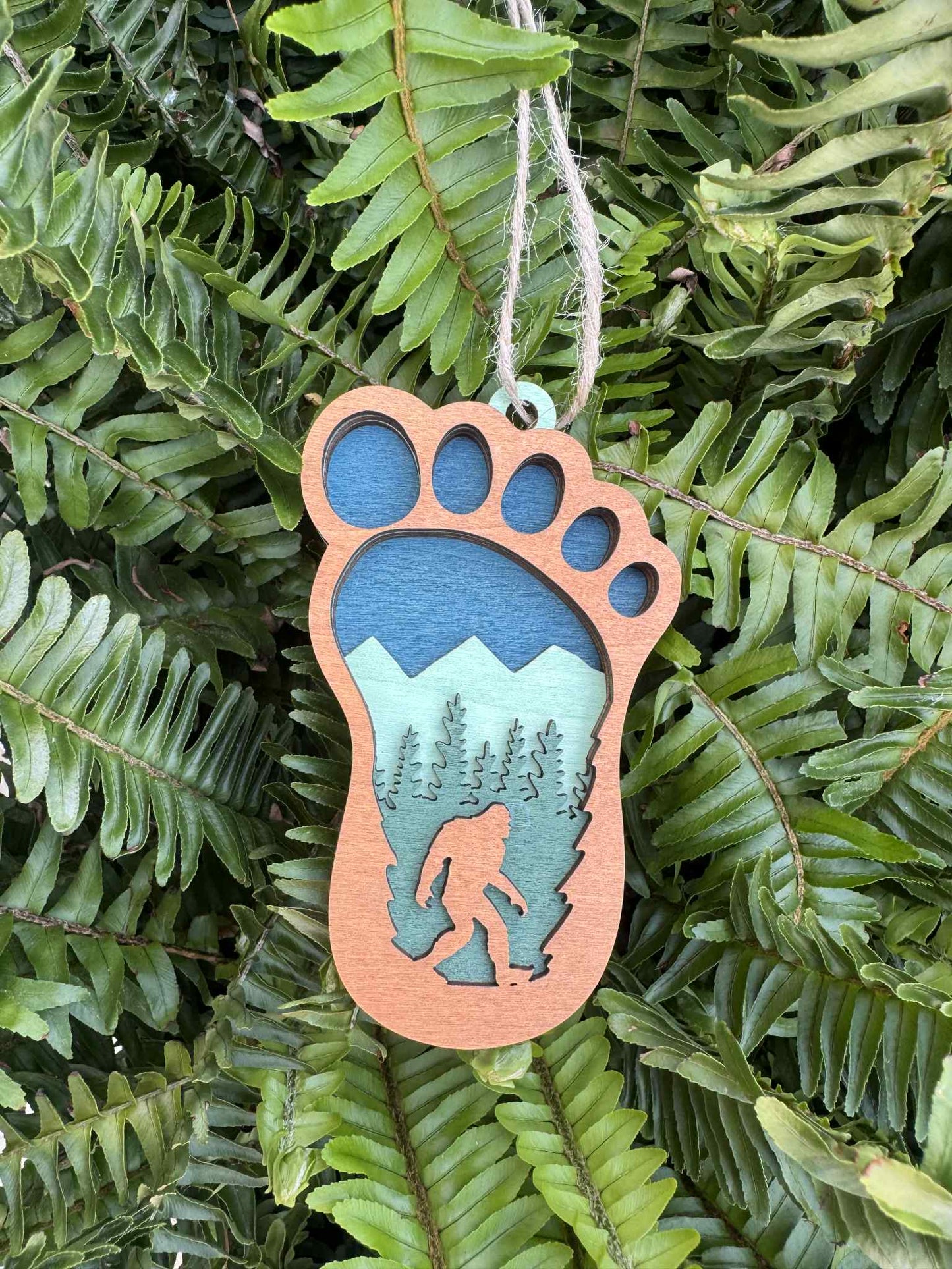 Layered Bigfoot Print Ornament