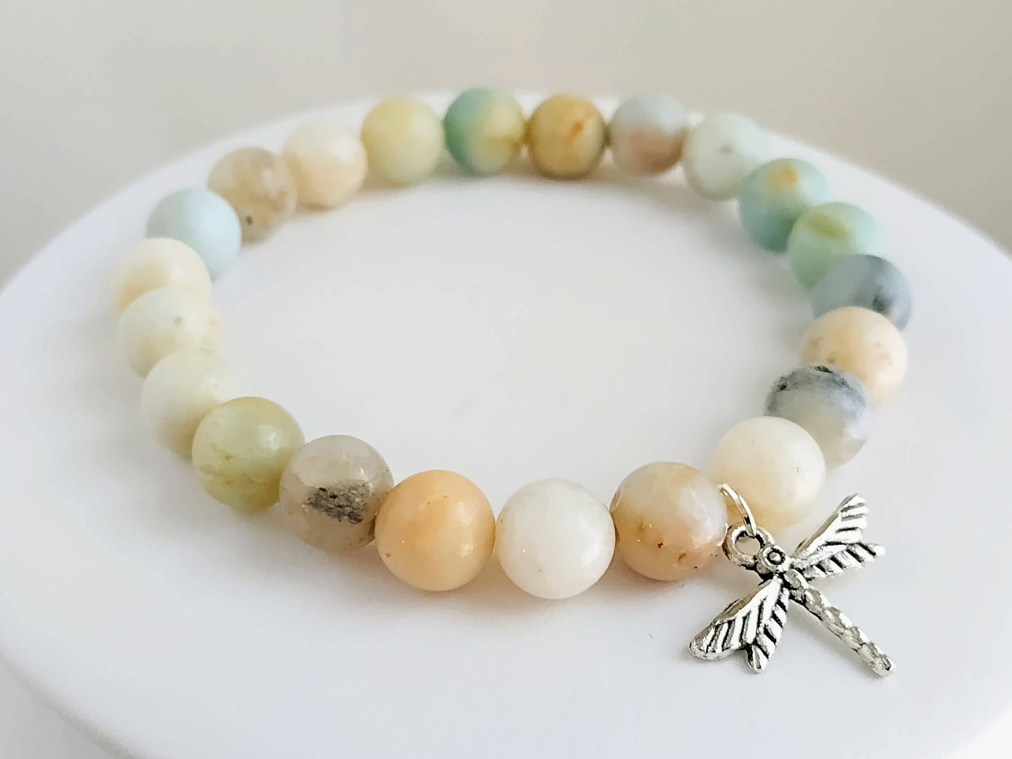 Dragonfly Bracelet, Washed Stone Bracelet, Summer Bracelet