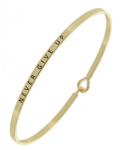 NEVER GIVE UP 3mm Inspired Message Bangle