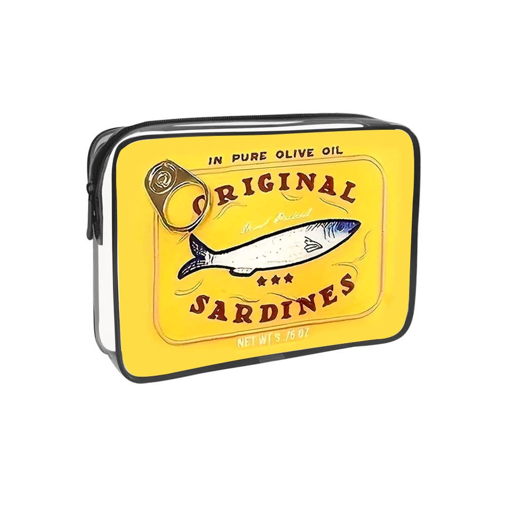 Sardine Can Print PVC Cosmetic Bag Clear Makeup bag