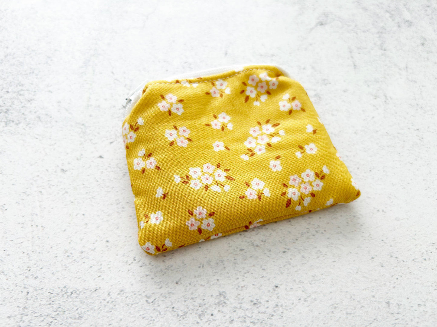 Small Fabric Pouch-Mustard Florals