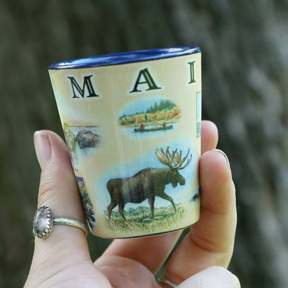 Maine State Map Ceramic Shot Glass - 1.5 oz, Blue