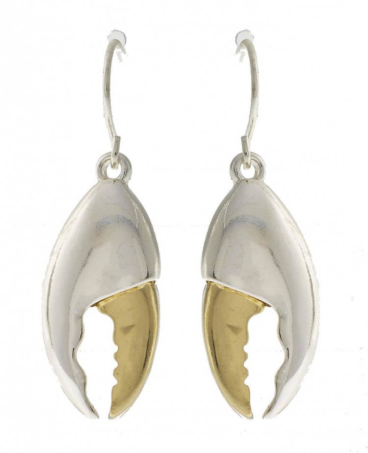 Silver Gold Claw Crab and Lobster Dangle Earrings