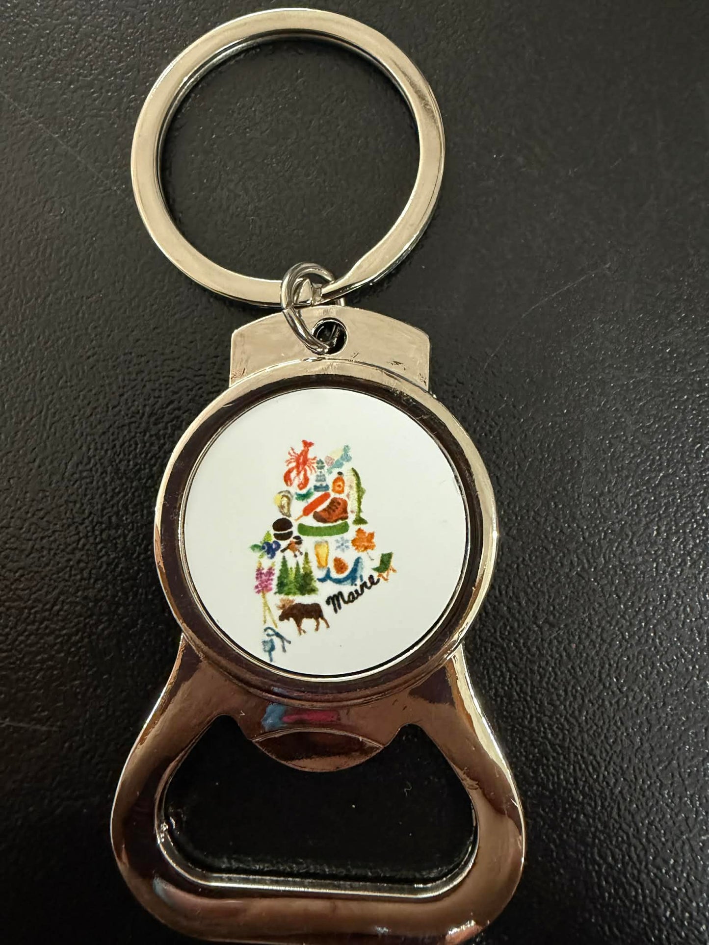 Maine themed keychain with bottle opener