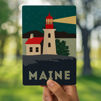 Maine Lighthouse WOOD POSTCARD