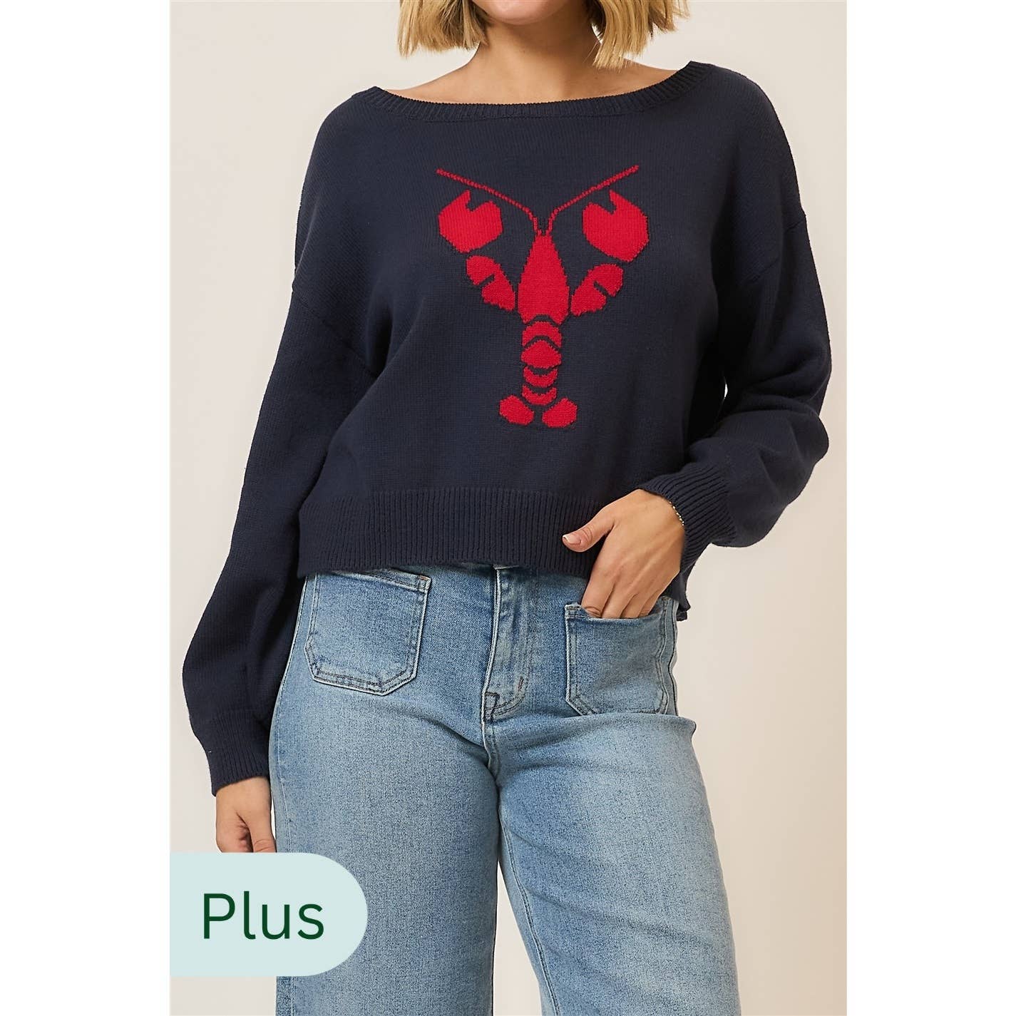 Boatneck Knit Lobster Sweater
