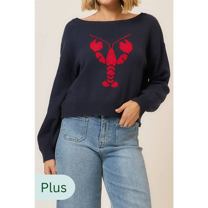 Boatneck Knit Lobster Sweater