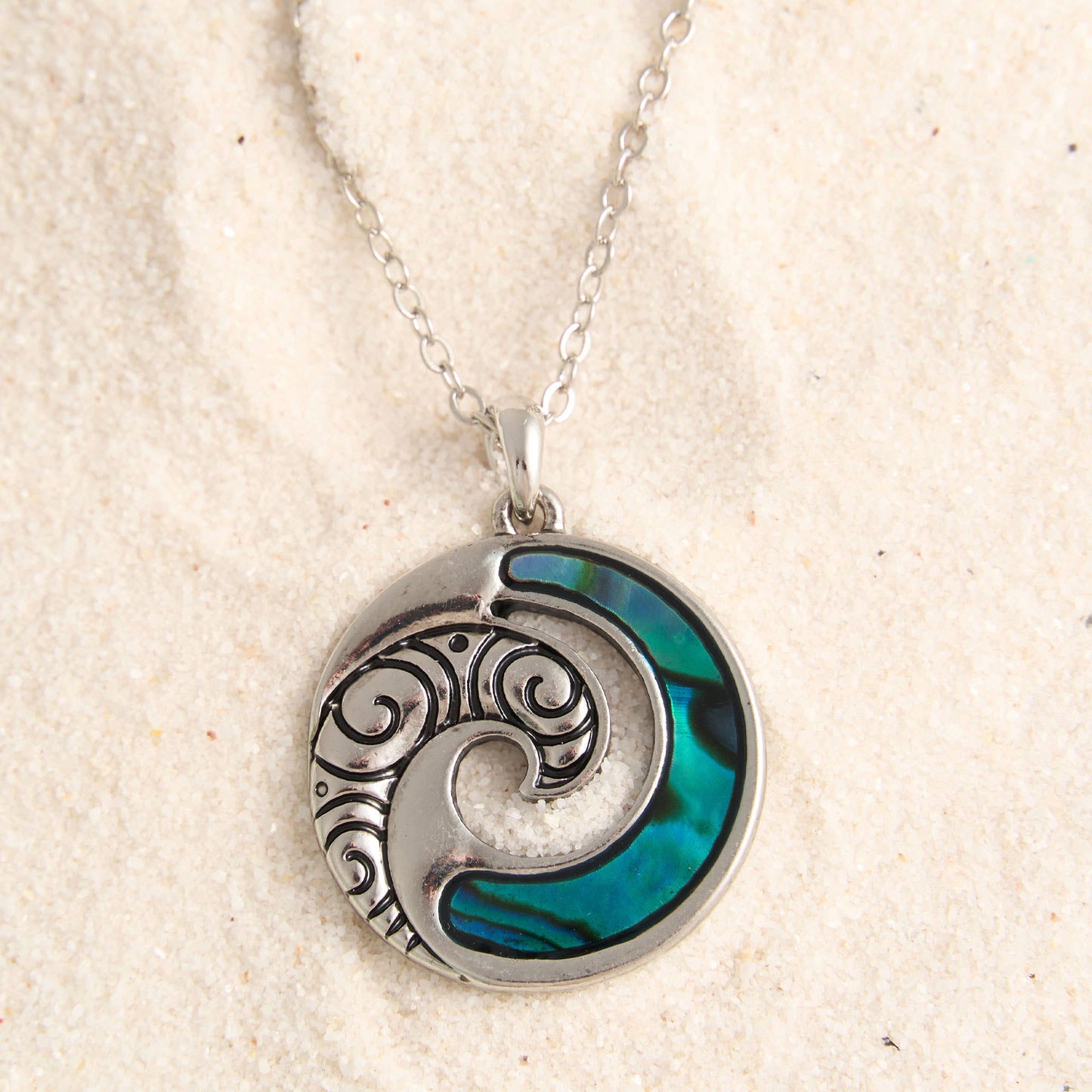 - Abalone Shell Wave Pendant Necklace Beach Jewelry