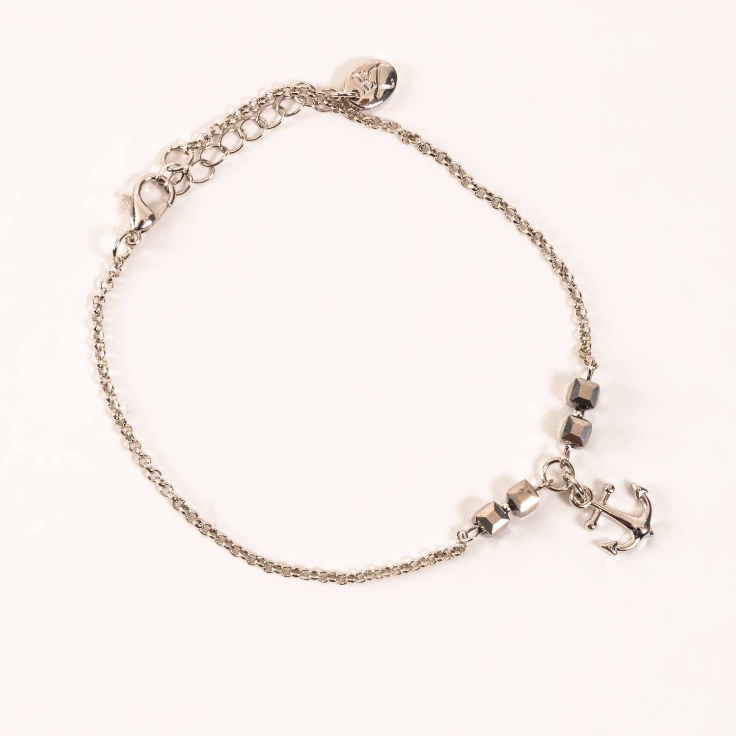 Alexis Genuine Hematite Anchor Charm Anklet Beach Jewelry