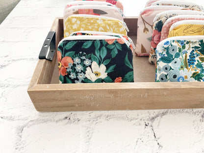 Small Fabric Pouch-Black Floral