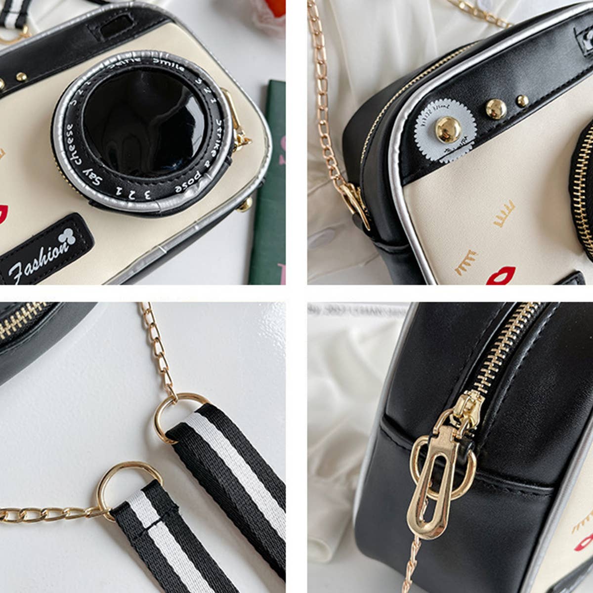 CAMERA-SHAPED SHOULDER BAG