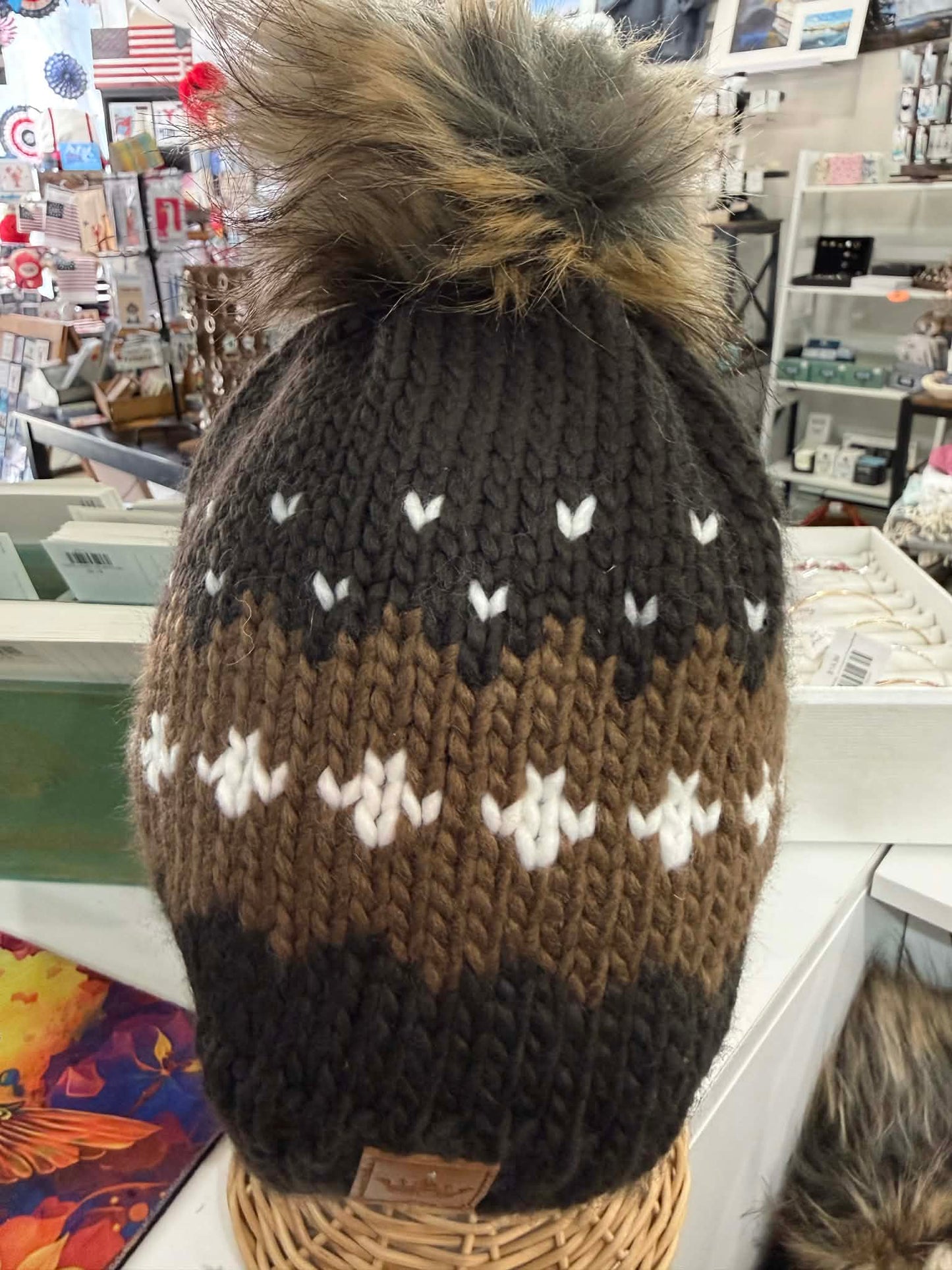 Winter Beanie with Faux Fur Pom