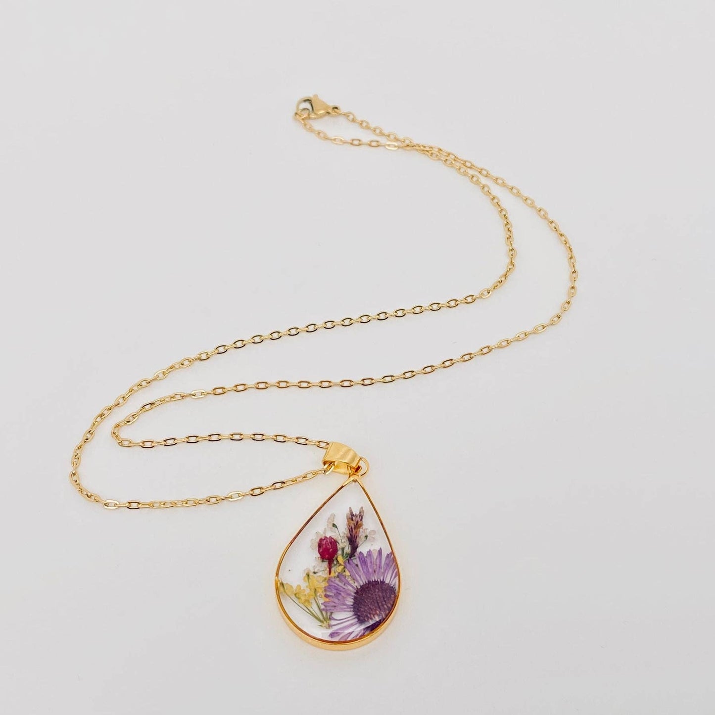 Genuine Pressed Dried Flower Floral Charm Necklace