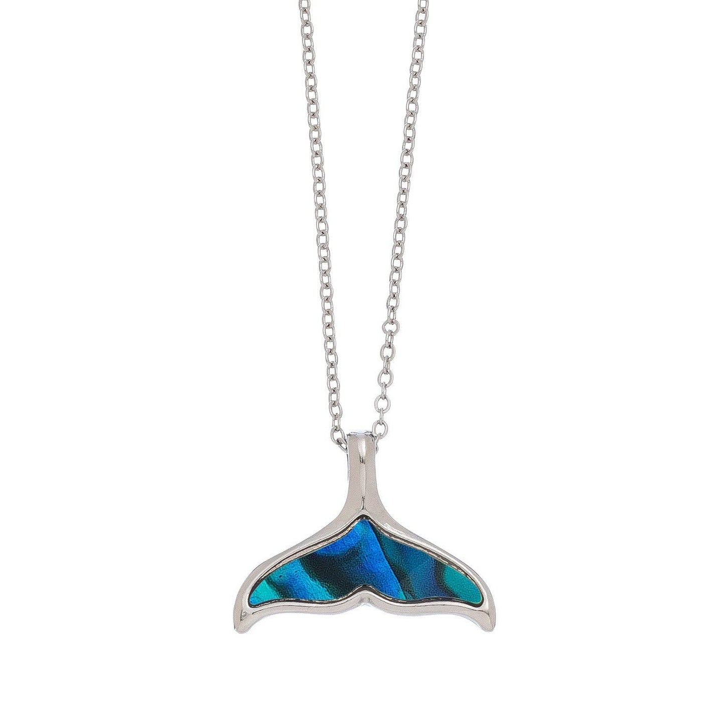 -Abalone Shell Whale Tail Pendant Necklace