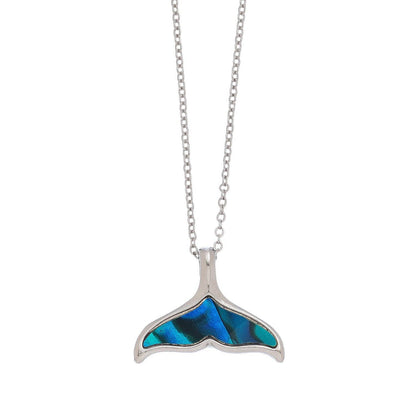 -Abalone Shell Whale Tail Pendant Necklace