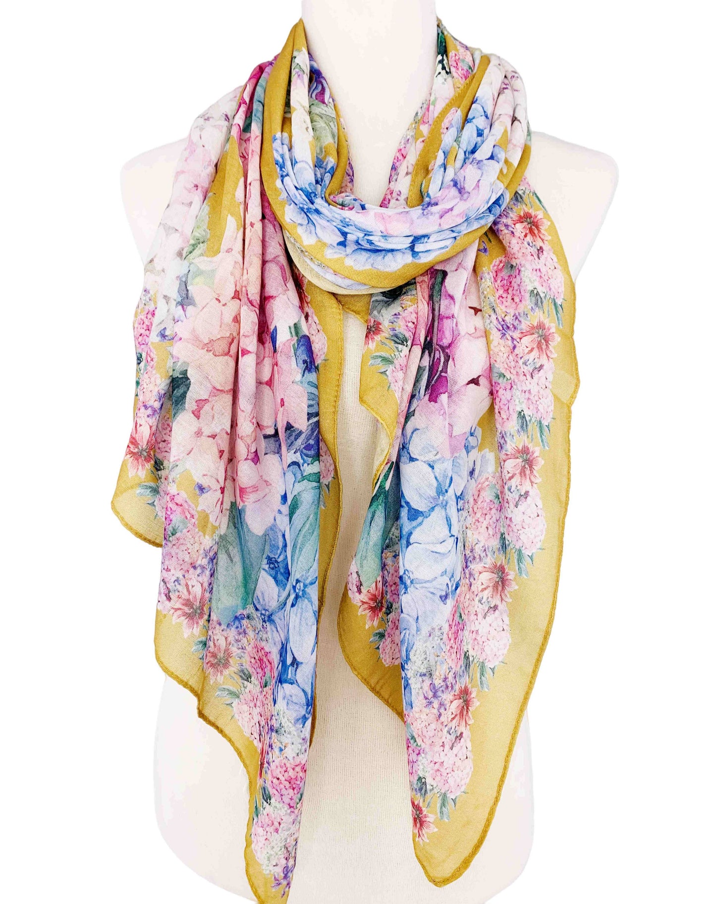 Gold-Multi Hydrangea Scarf/Shawl
