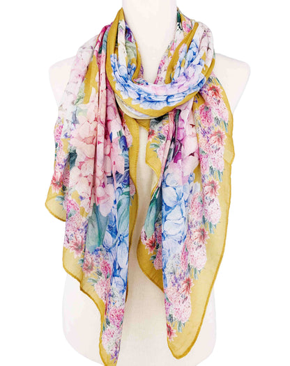 Gold-Multi Hydrangea Scarf/Shawl