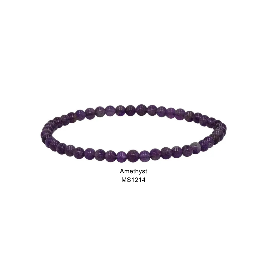 Mini Gemstone 4mm Beaded Stretch Bracelets