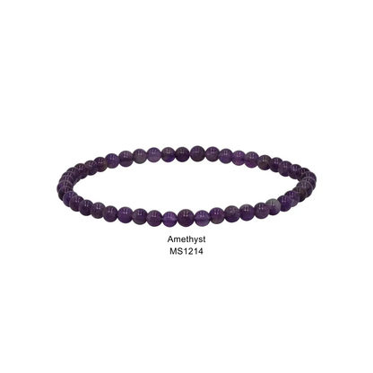 Mini Gemstone 4mm Beaded Stretch Bracelets