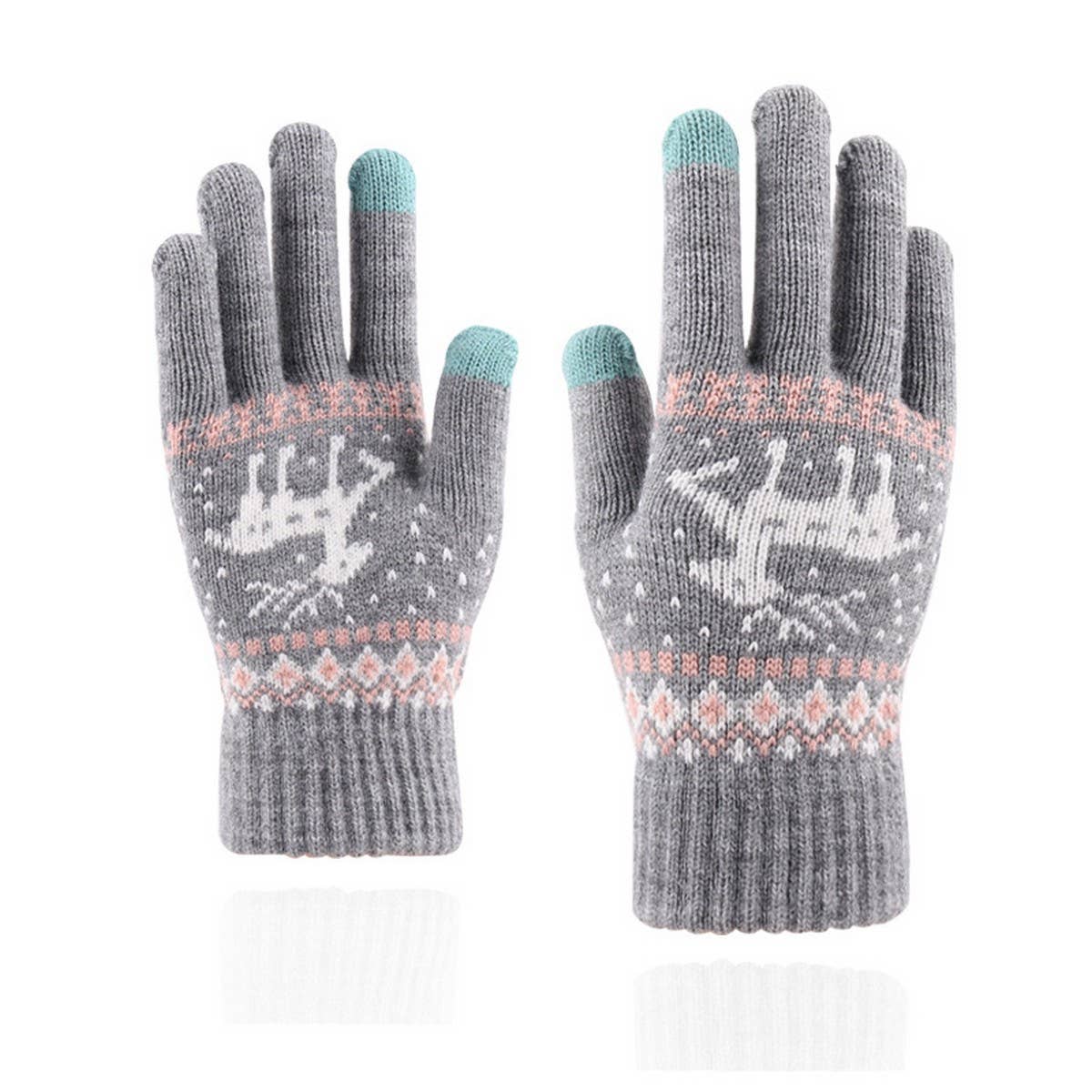 Reindeer  KNITTED WARM TOUCH SCREEN GLOVES