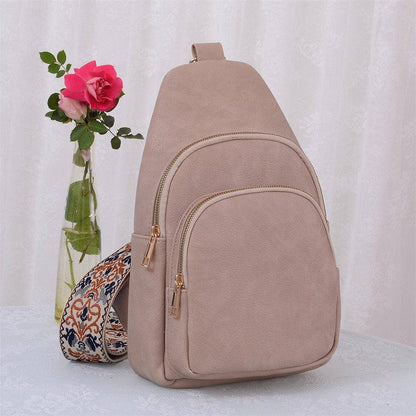 Zipper Crossbody Bag with Boho Strap