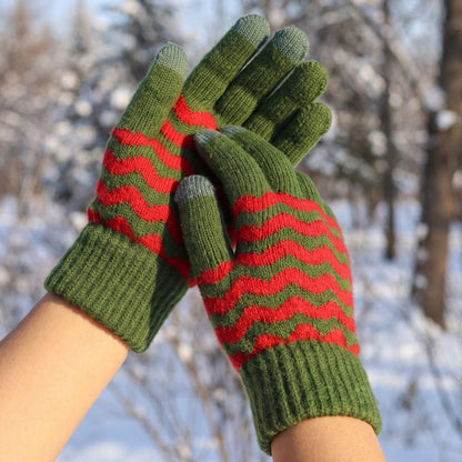 Chevron Stripe Touchscreen Knit Gloves