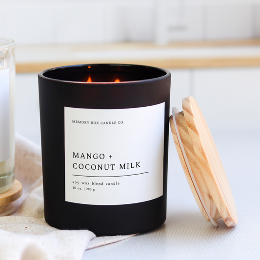 Mango + Coconut Milk - 10 oz. Matte Black Glass Soy Candle