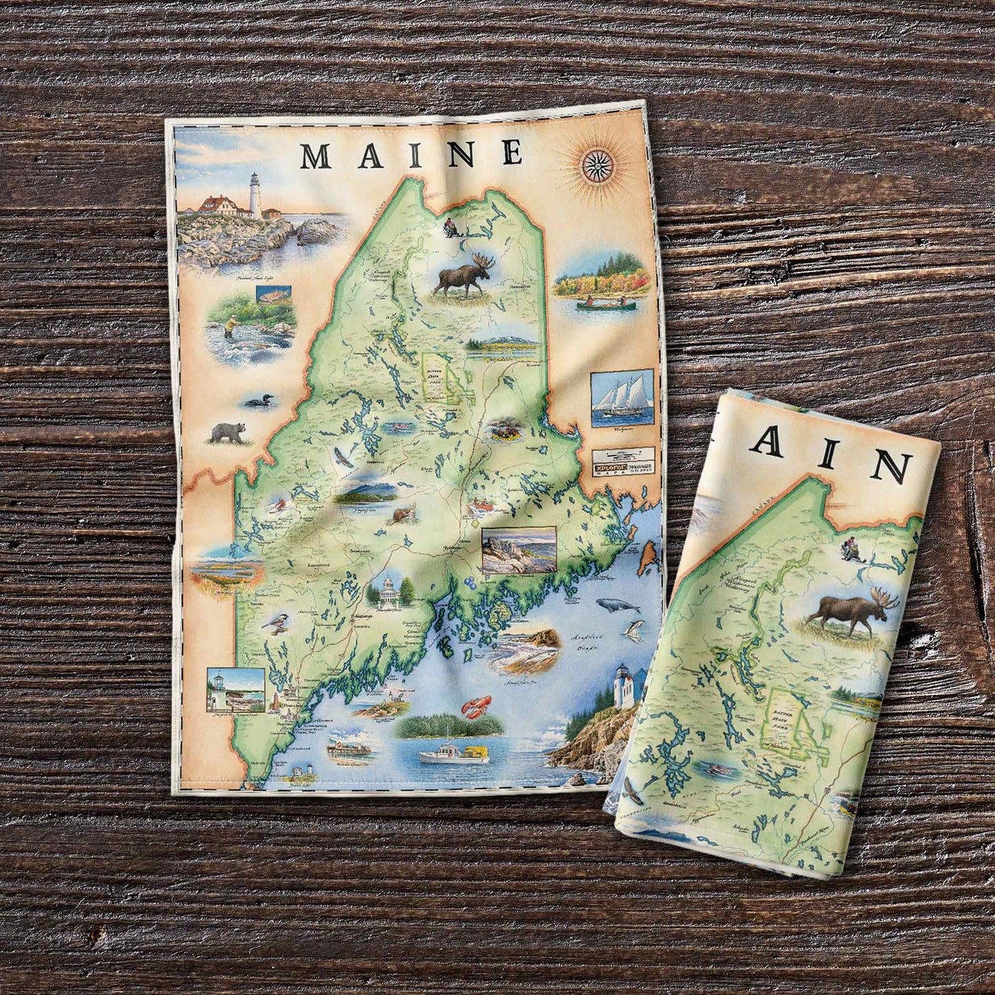 Maine State Map Kitchen Towel