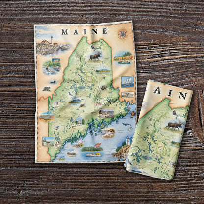 Maine State Map Kitchen Towel