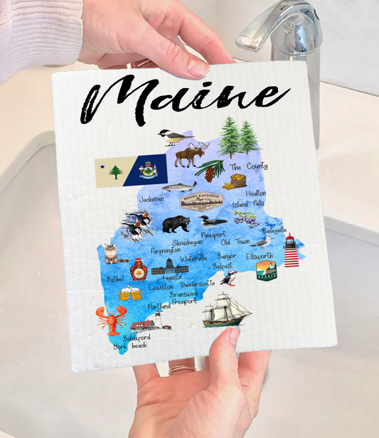 Maine State Map Kitchen SWEDISH DISH CLOTH