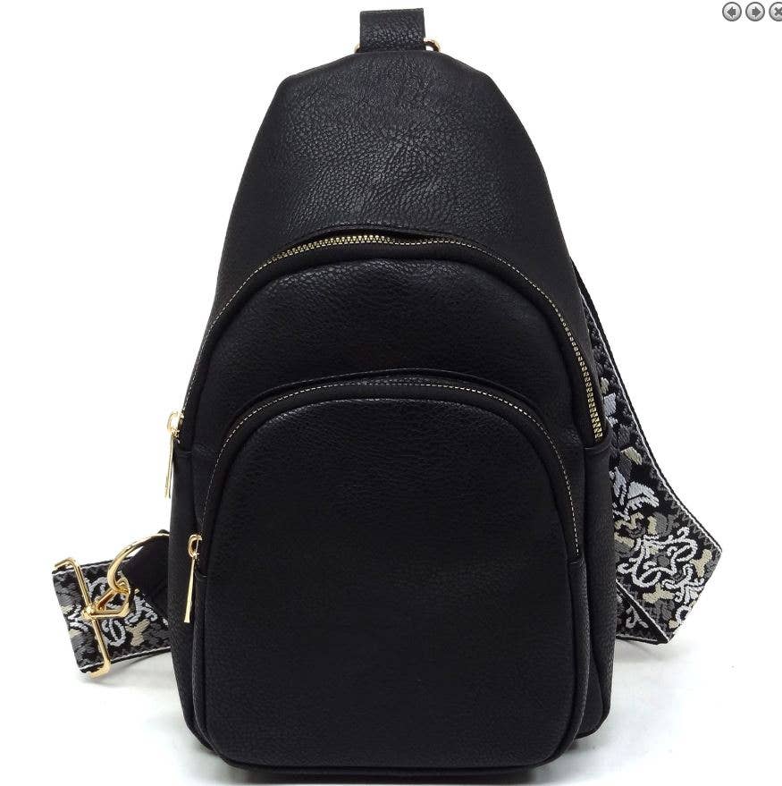 Zipper Crossbody Bag with Boho Strap