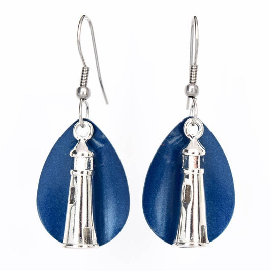 Ocean Blue Lighthouse Earrings Coastal Jewelry