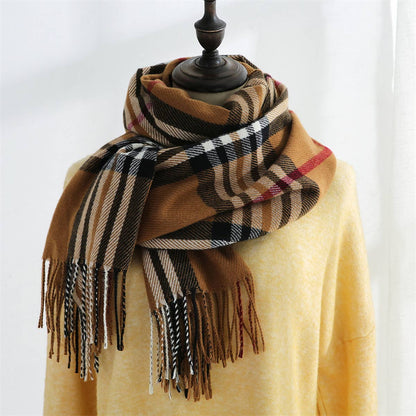 Plaid Faux Cashmere Scarf -