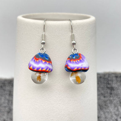 Multi-Style Polymer Clay & Glass Mushroom Charm Earrings