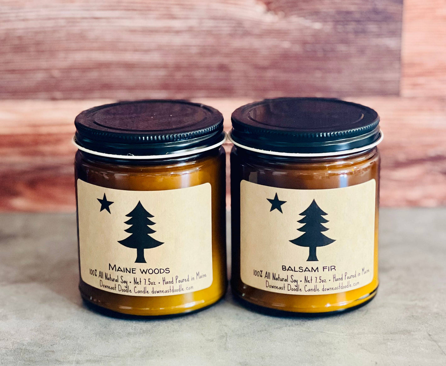 Maine Flag amber natural soy candle-Balsam Fir