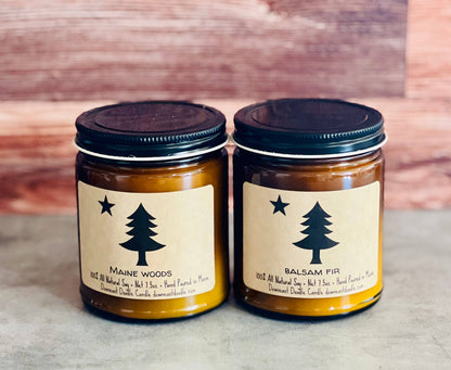 Maine Flag amber natural soy candle-Balsam Fir