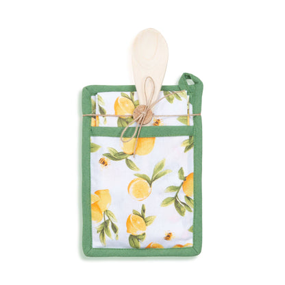 3 Piece Lemon Tree Kitchen Tea Towel & Pot Holder Set