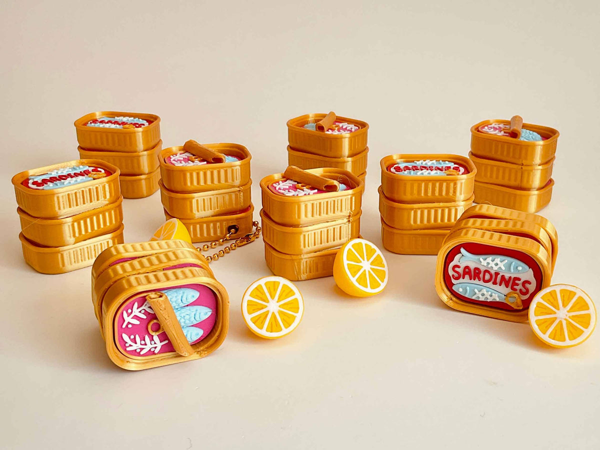 Mini Sardines Container Clicker 3D Printed Fidget Keychain