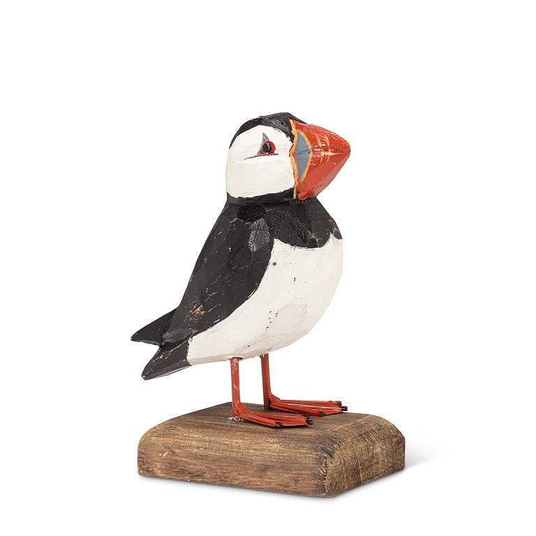 Small Carved Puffin on Base-6.5"H