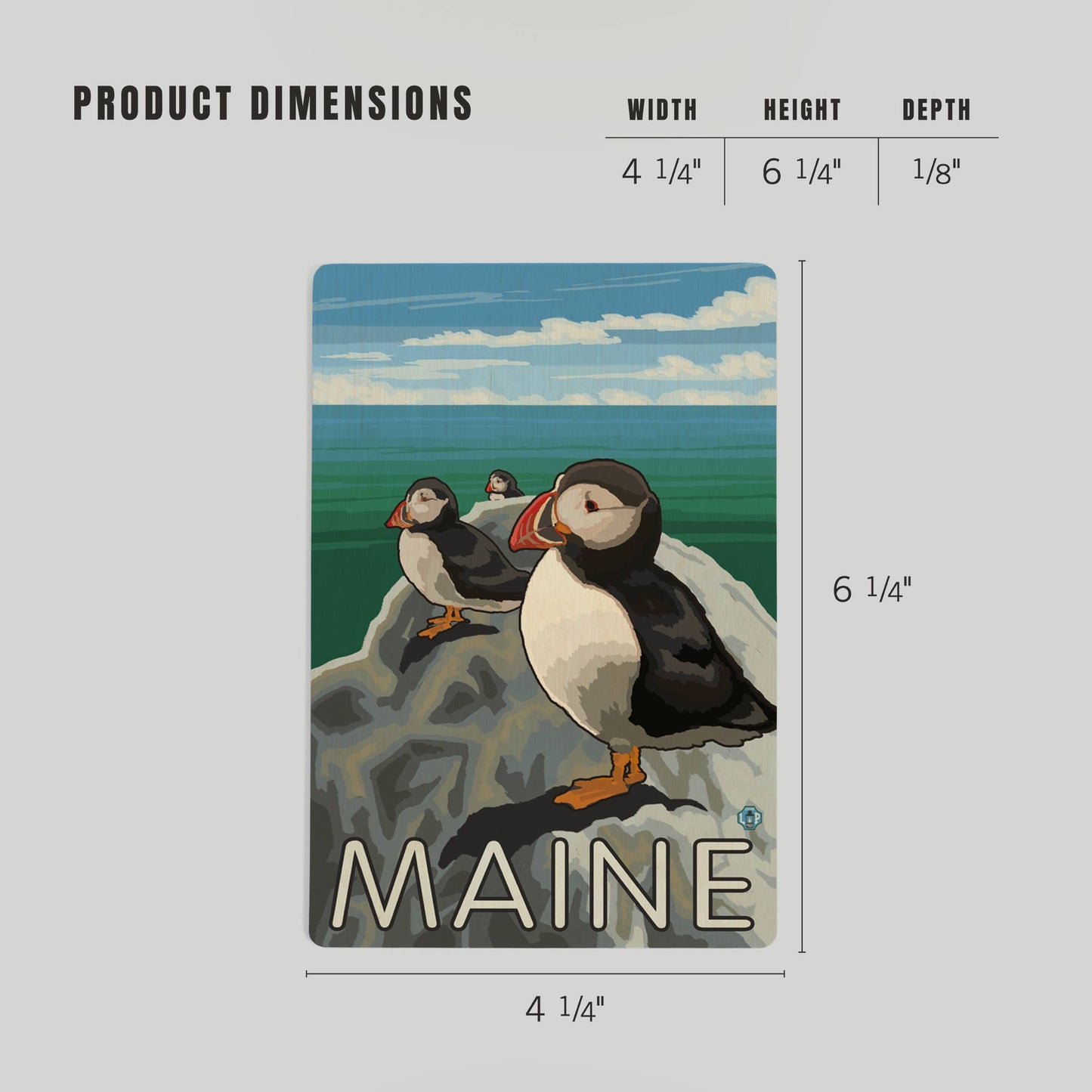 Maine Puffins WOOD POSTCARD