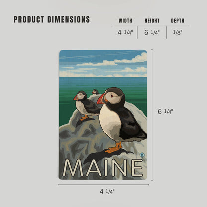 Maine Puffins WOOD POSTCARD