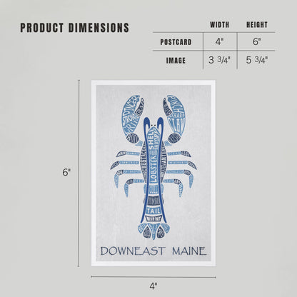 PREMIUM POSTCARDS Maine, Blue Lobster, Typography