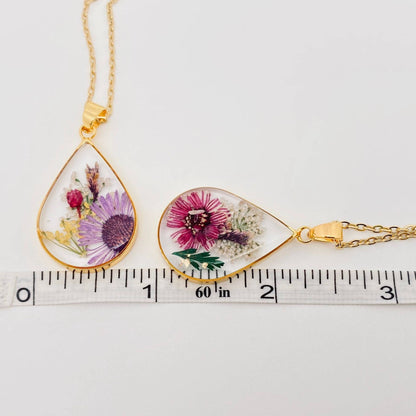 Genuine Pressed Dried Flower Floral Charm Necklace