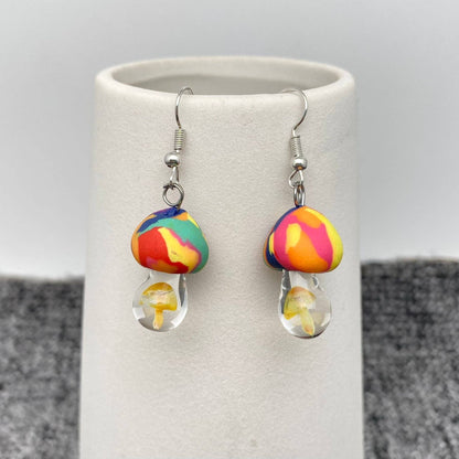 Multi-Style Polymer Clay & Glass Mushroom Charm Earrings