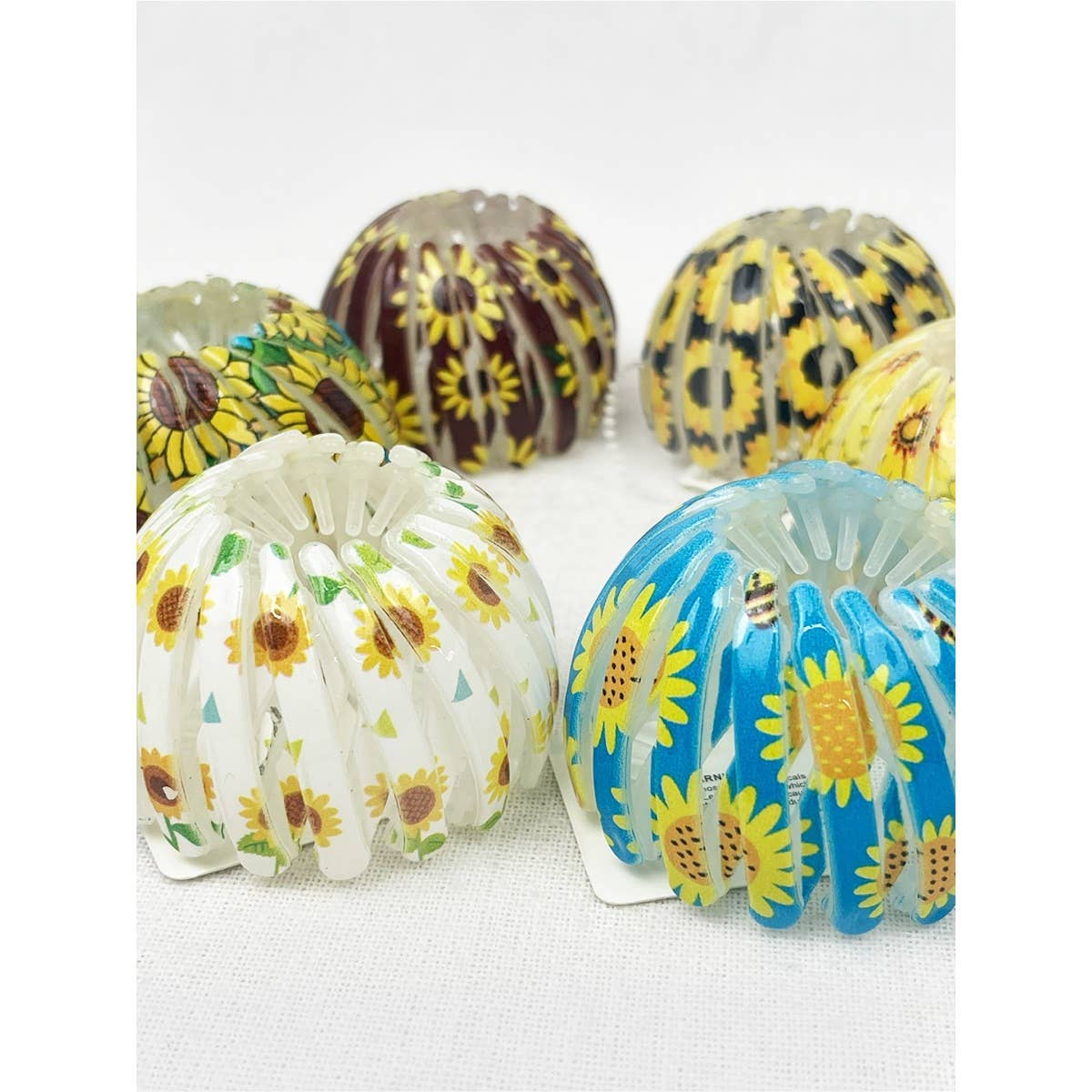 Sunflower Print Bird Nest Magic Hair Bun Clip