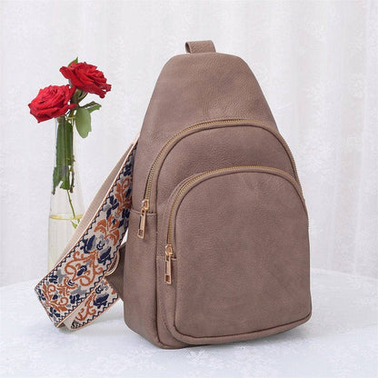 Zipper Crossbody Bag with Boho Strap